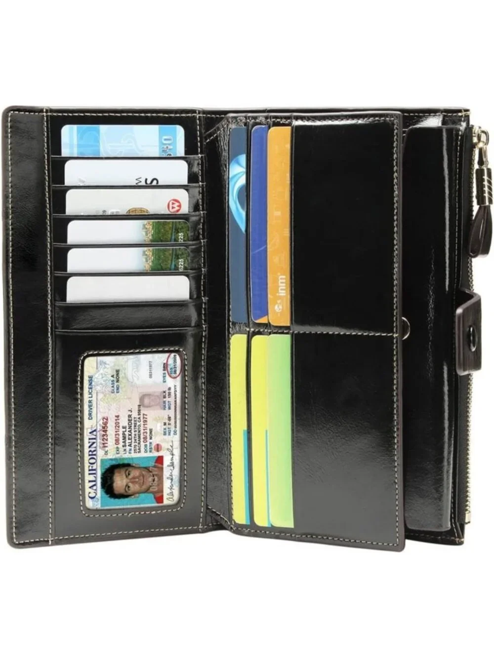 Luxury Genuine Leather RFID Blocking Wallet Clutch - Large Capacity Card Holder